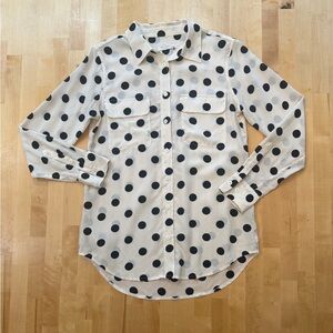Equipment Silk Black and Cream Polka Dot Button Down Shirt